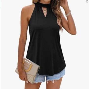 Sleeveless Hlter Neck top with Keyhole New